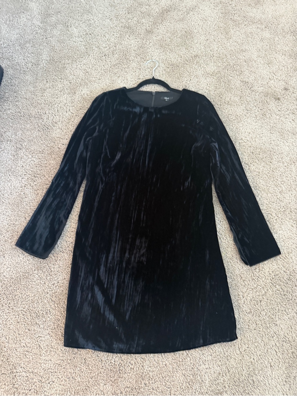Rails Raelyn Black Velvet Long Sleeve Shift Mini Dress